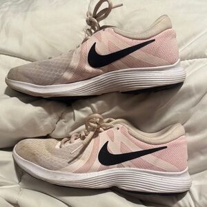Nike Pink and Black Athletic Shoes with Breathable Mesh